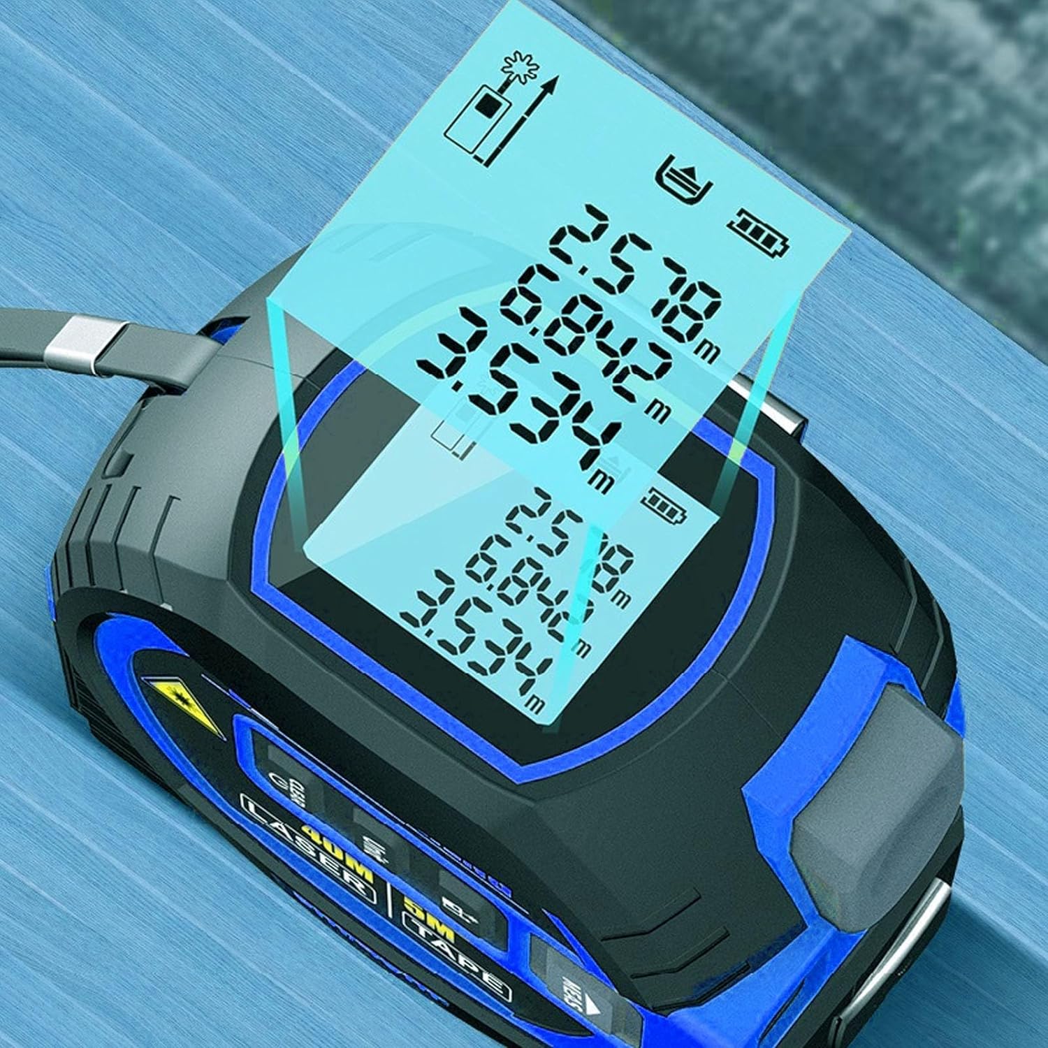 3-in-1 Blue Digital Tape Measure