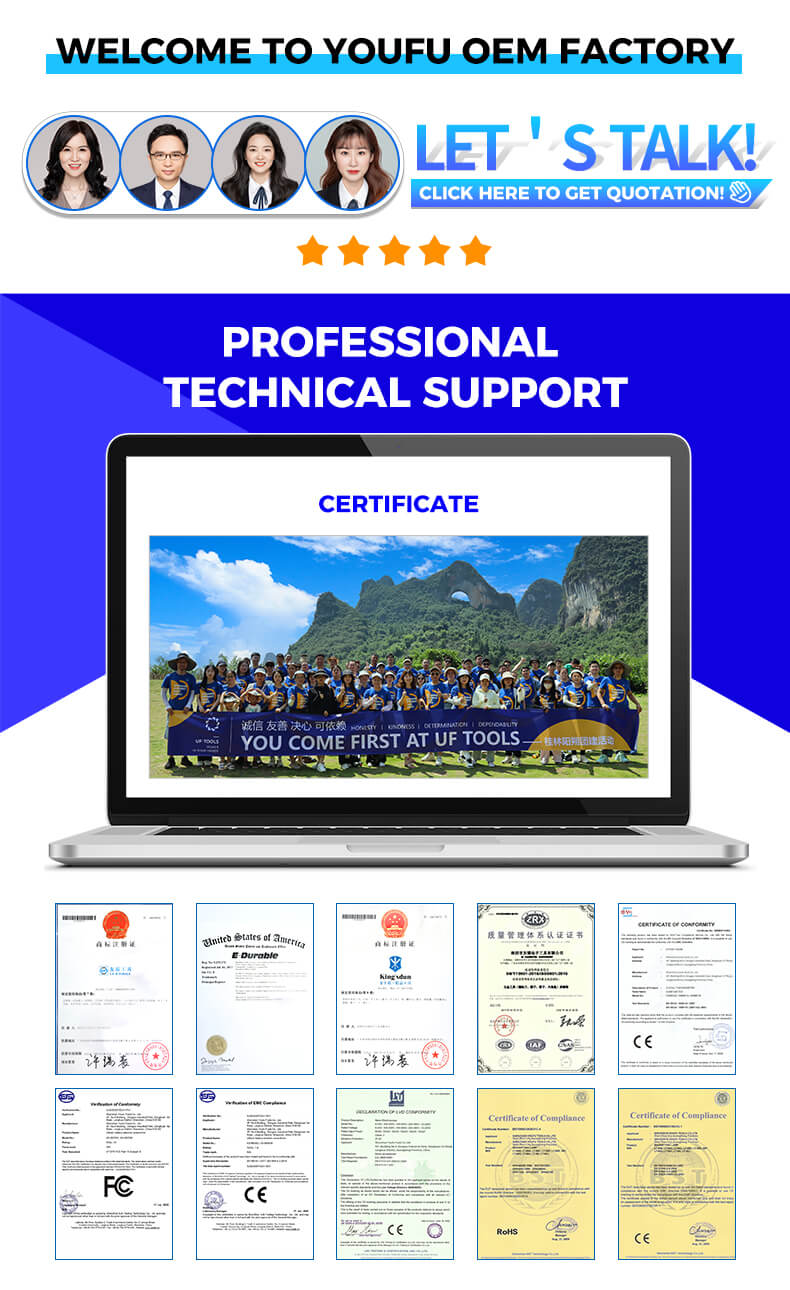 WELCOME TO YOUFU OEM FACTORY，LET'S TALK!，CLICK HERE TO GET QUOTATION!，PROFESSIONAL，TECHNICAL SUPPORT，CERTIFICATE